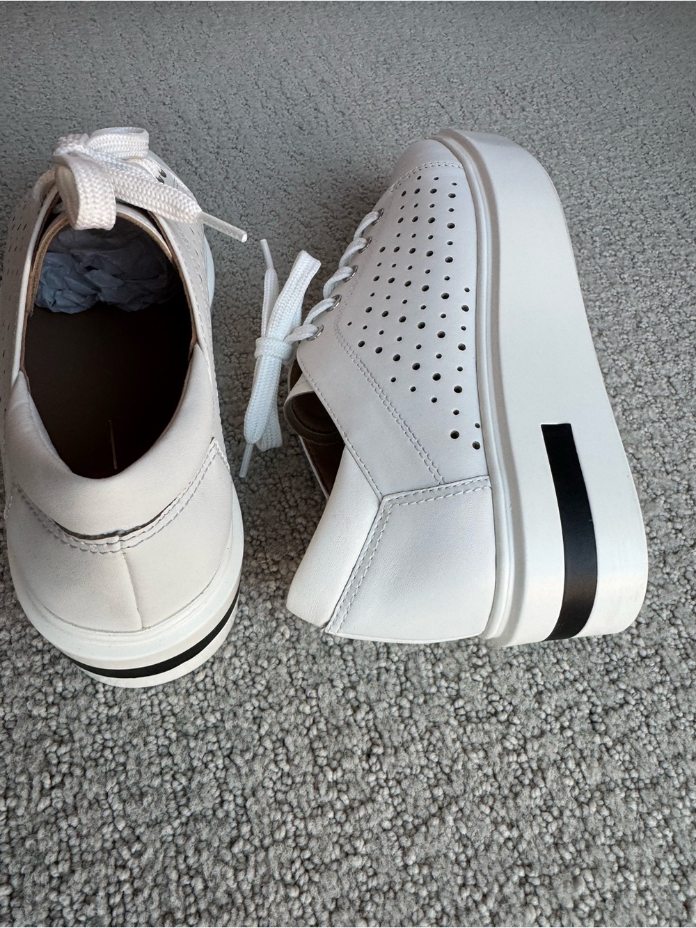 Linea Paolo Women’s White Platform Perforated Leather Sneaker - Picture 8 of 12